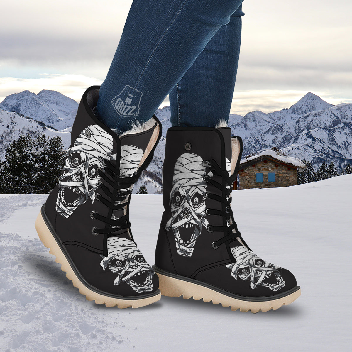 Mummy Head Print Snow Boots-grizzshop