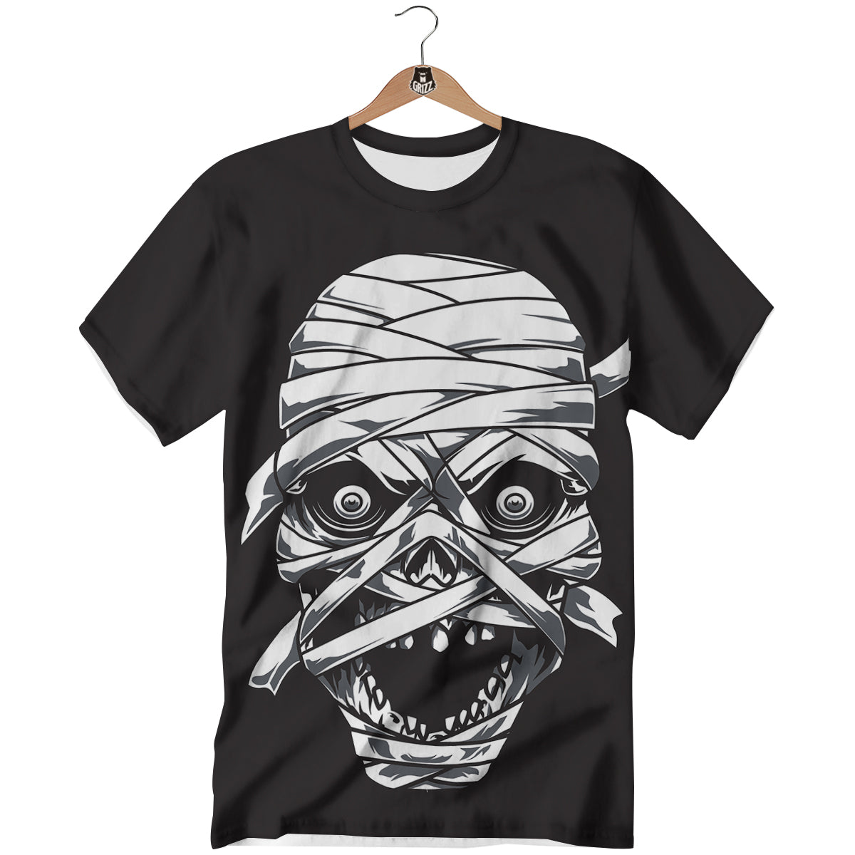 Mummy Head Print T-Shirt-grizzshop