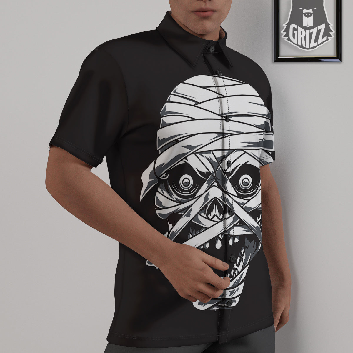 Mummy Head Print Untucked Shirts-grizzshop