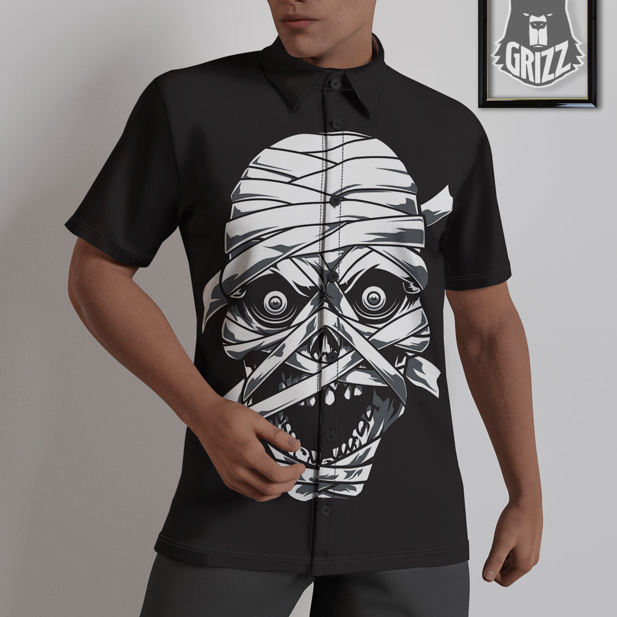 Mummy Head Print Untucked Shirts-grizzshop
