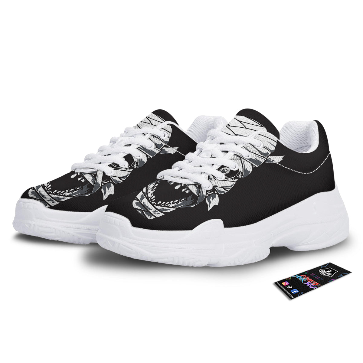 Mummy Head Print White Chunky Shoes-grizzshop