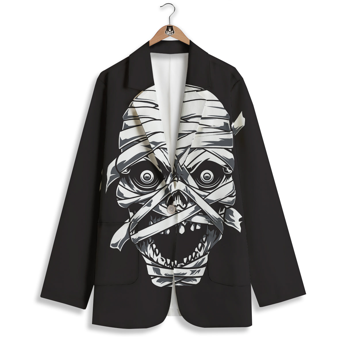 Mummy Head Print Women's Blazer-grizzshop