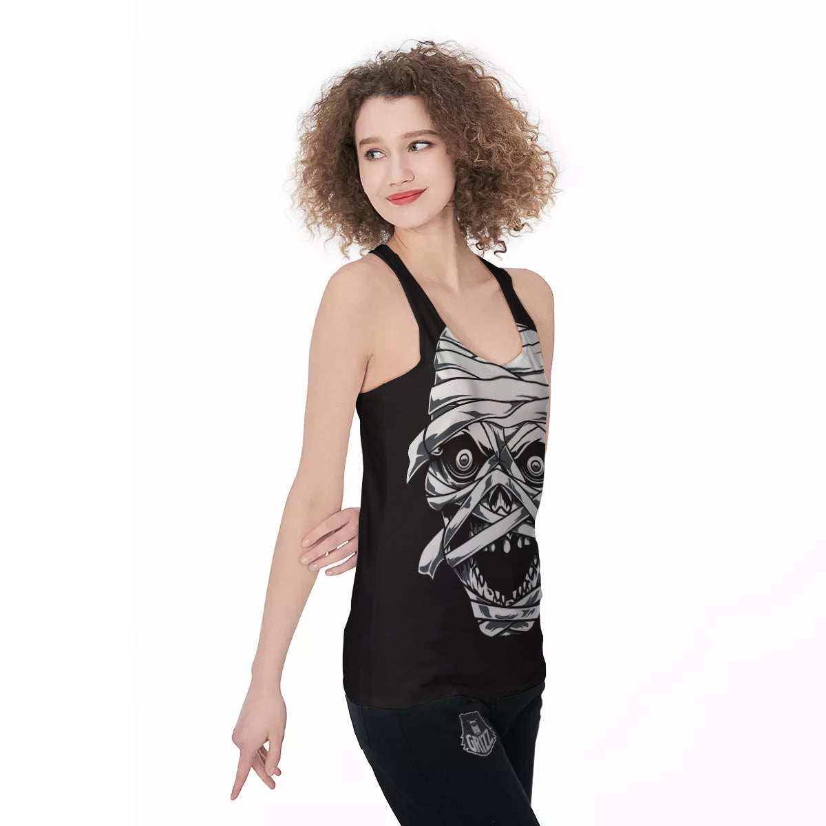 Mummy Head Print Women's Racerback Tank Top-grizzshop