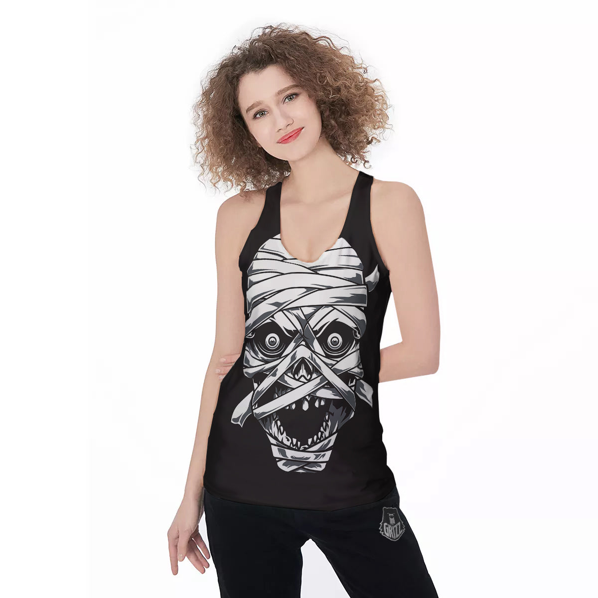 Mummy Head Print Women's Racerback Tank Top-grizzshop