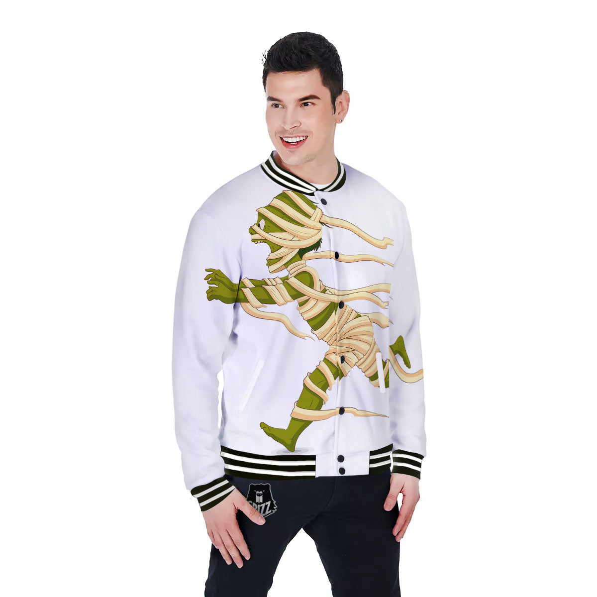 Mummy Running Print Baseball Jacket-grizzshop
