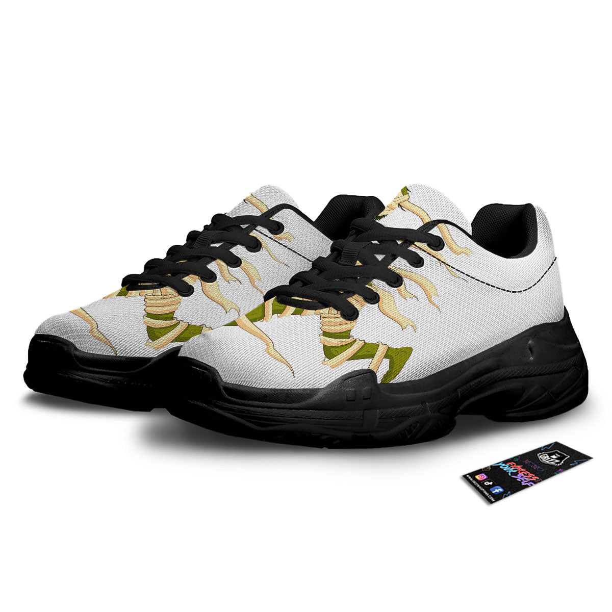 Mummy Running Print Black Chunky Shoes-grizzshop
