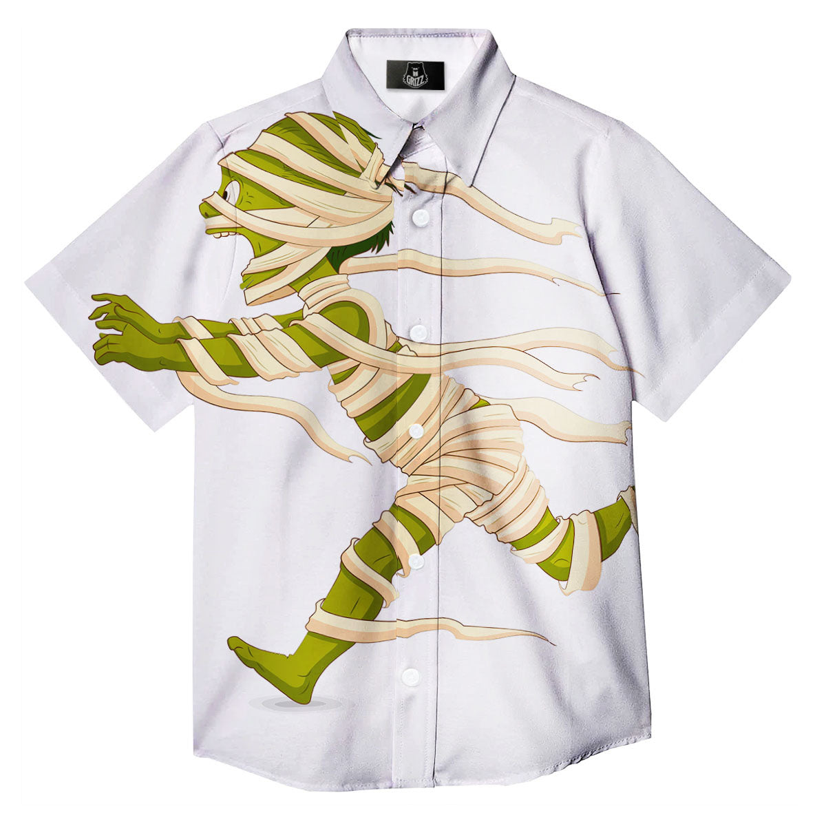 Mummy Running Print Button Up Shirt-grizzshop
