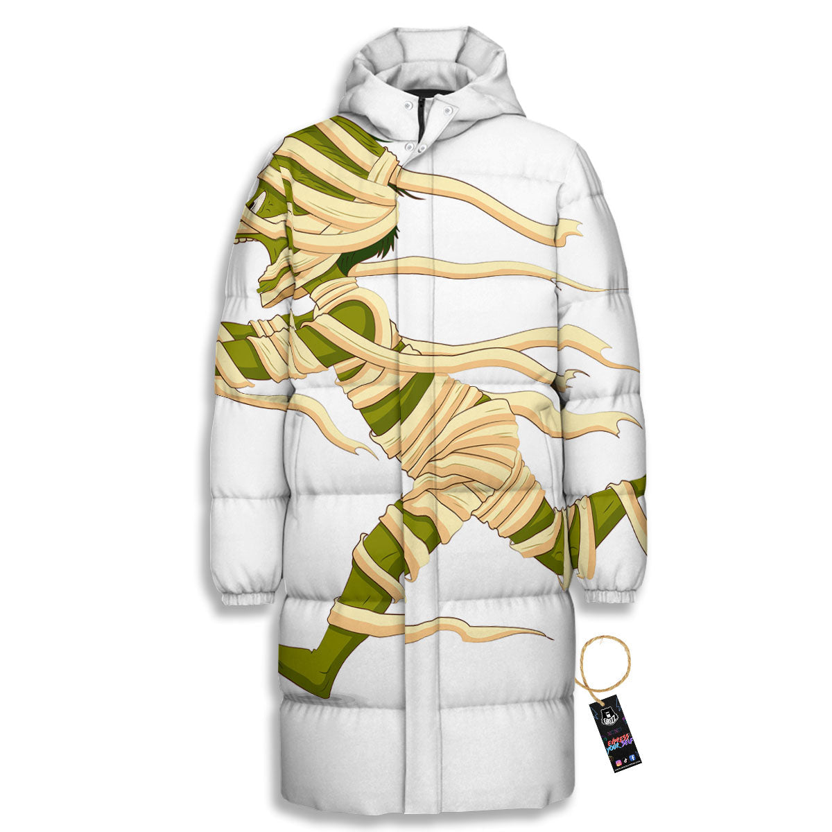 Mummy Running Print Long Down Jacket-grizzshop