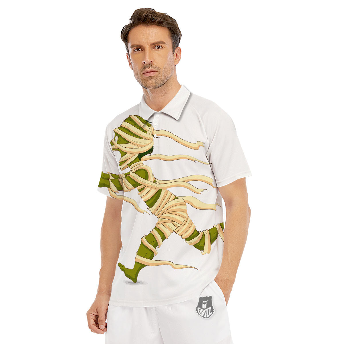 Mummy Running Print Men's Golf Shirts-grizzshop