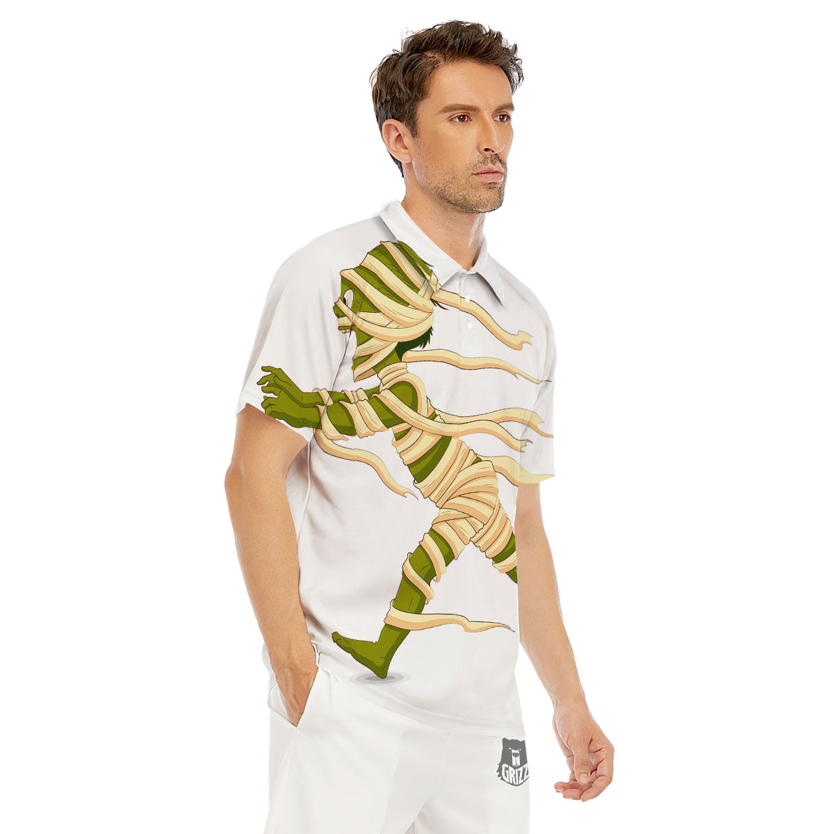 Mummy Running Print Men's Golf Shirts-grizzshop
