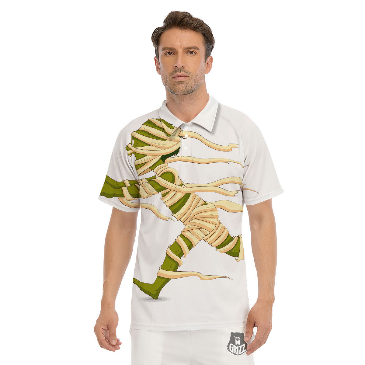 Mummy Running Print Men's Golf Shirts-grizzshop