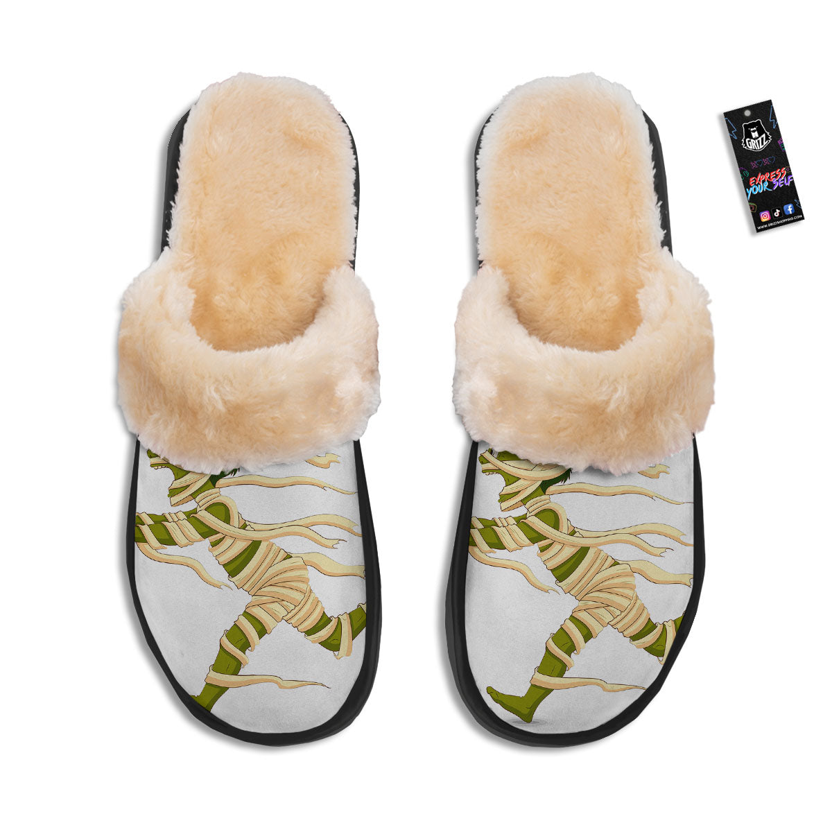Mummy Running Print Slippers-grizzshop