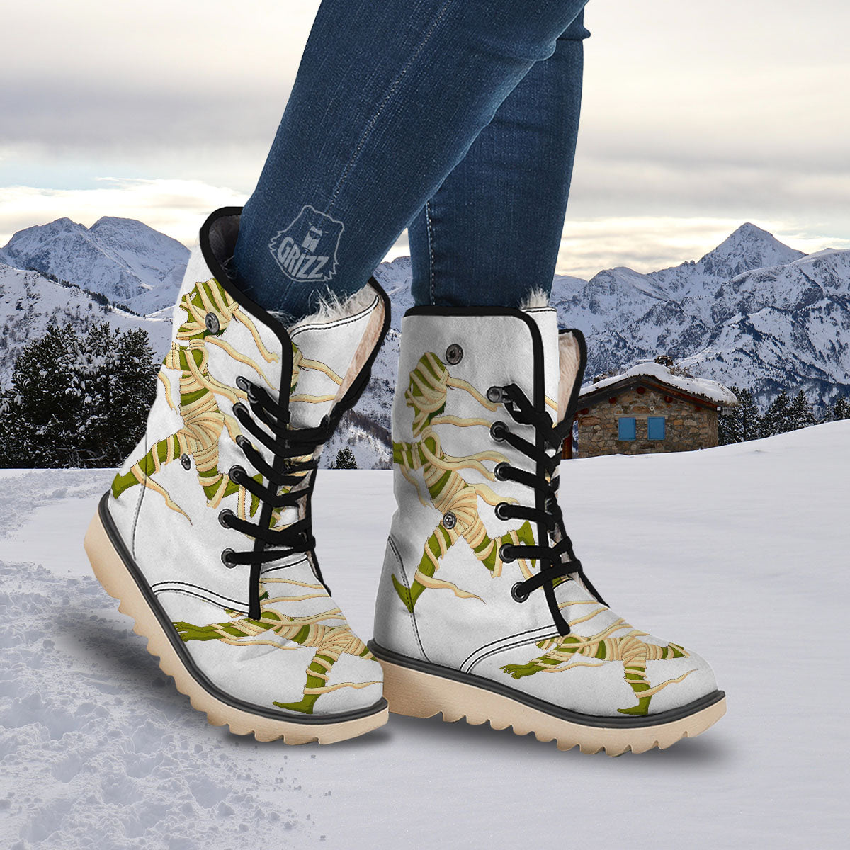 Mummy Running Print Snow Boots-grizzshop