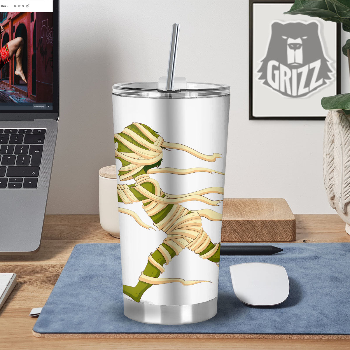 Mummy Running Print Tumbler-grizzshop