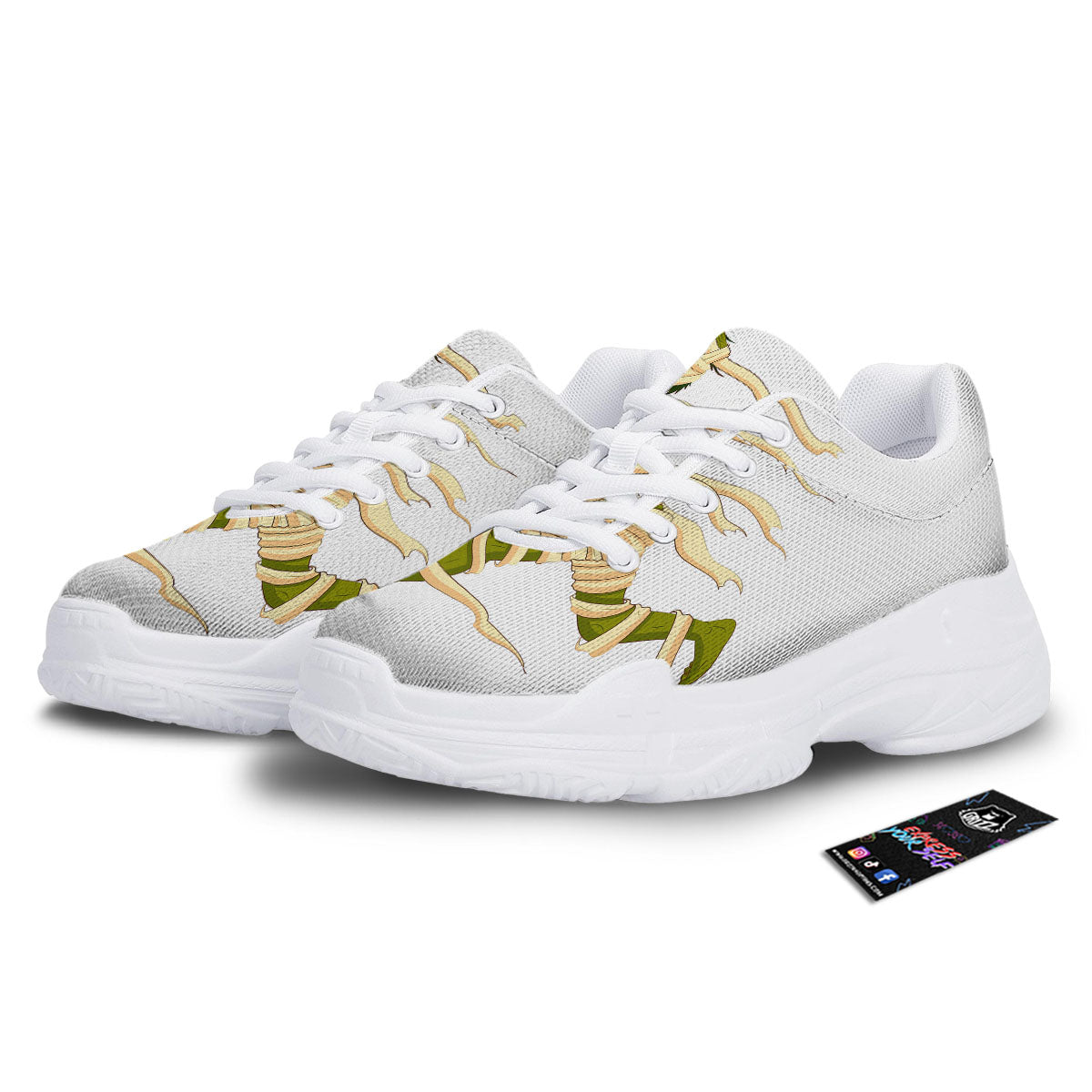 Mummy Running Print White Chunky Shoes-grizzshop