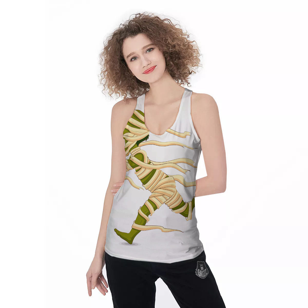 Mummy Running Print Women's Racerback Tank Top-grizzshop