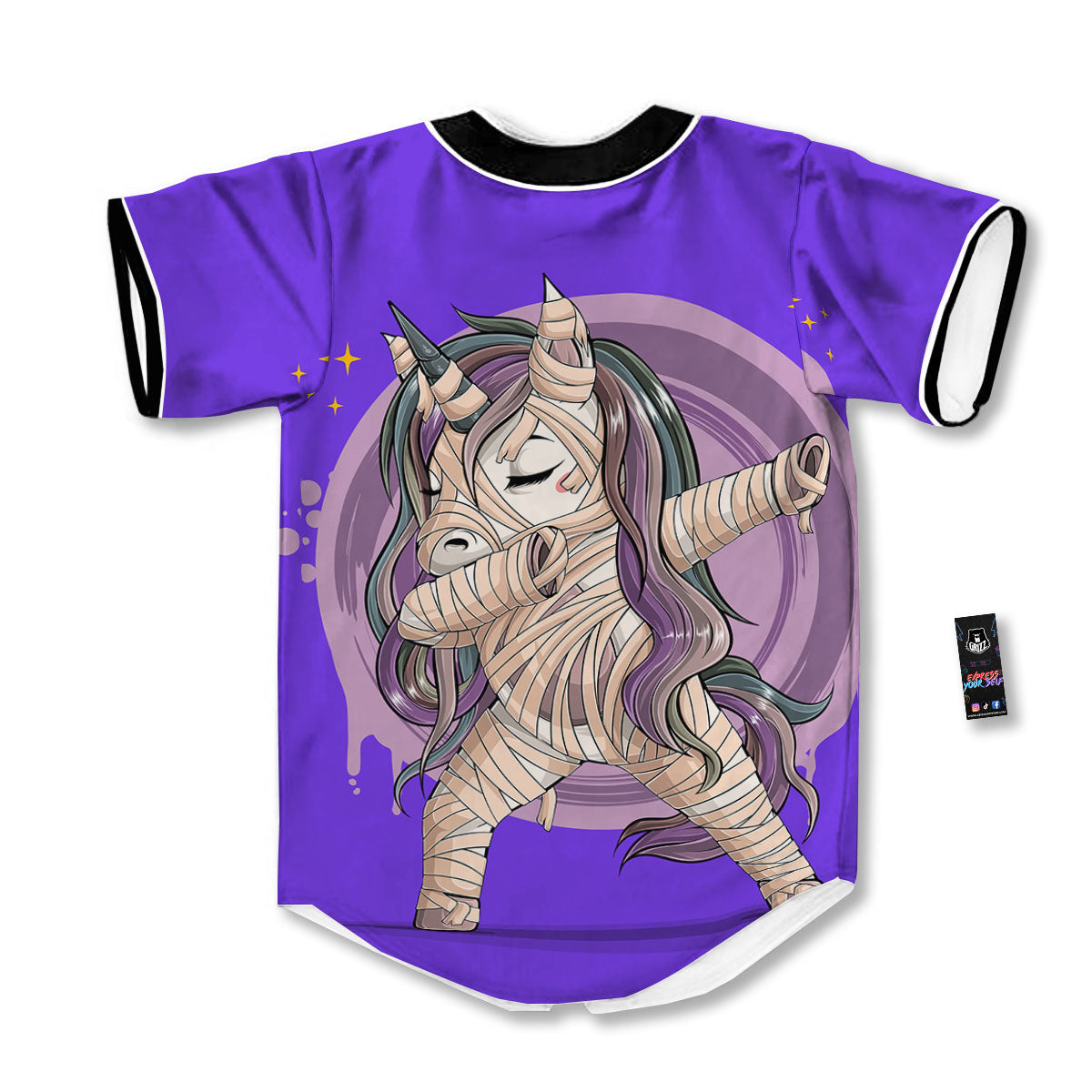 Mummy Unicorn Dap Print Baseball Jersey-grizzshop
