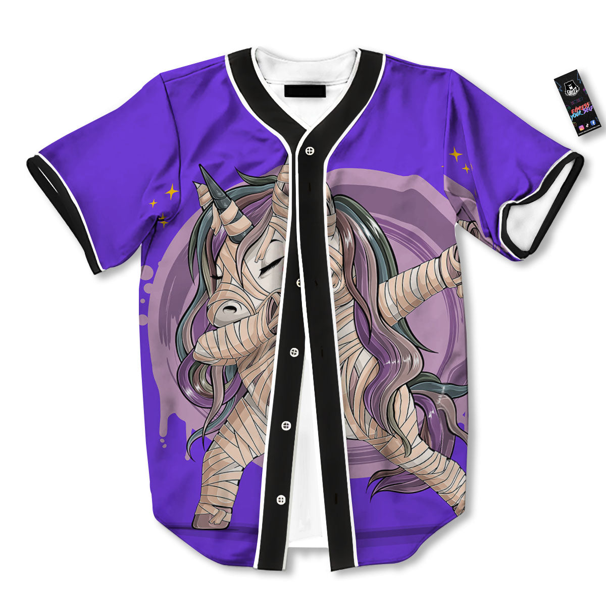 Mummy Unicorn Dap Print Baseball Jersey-grizzshop