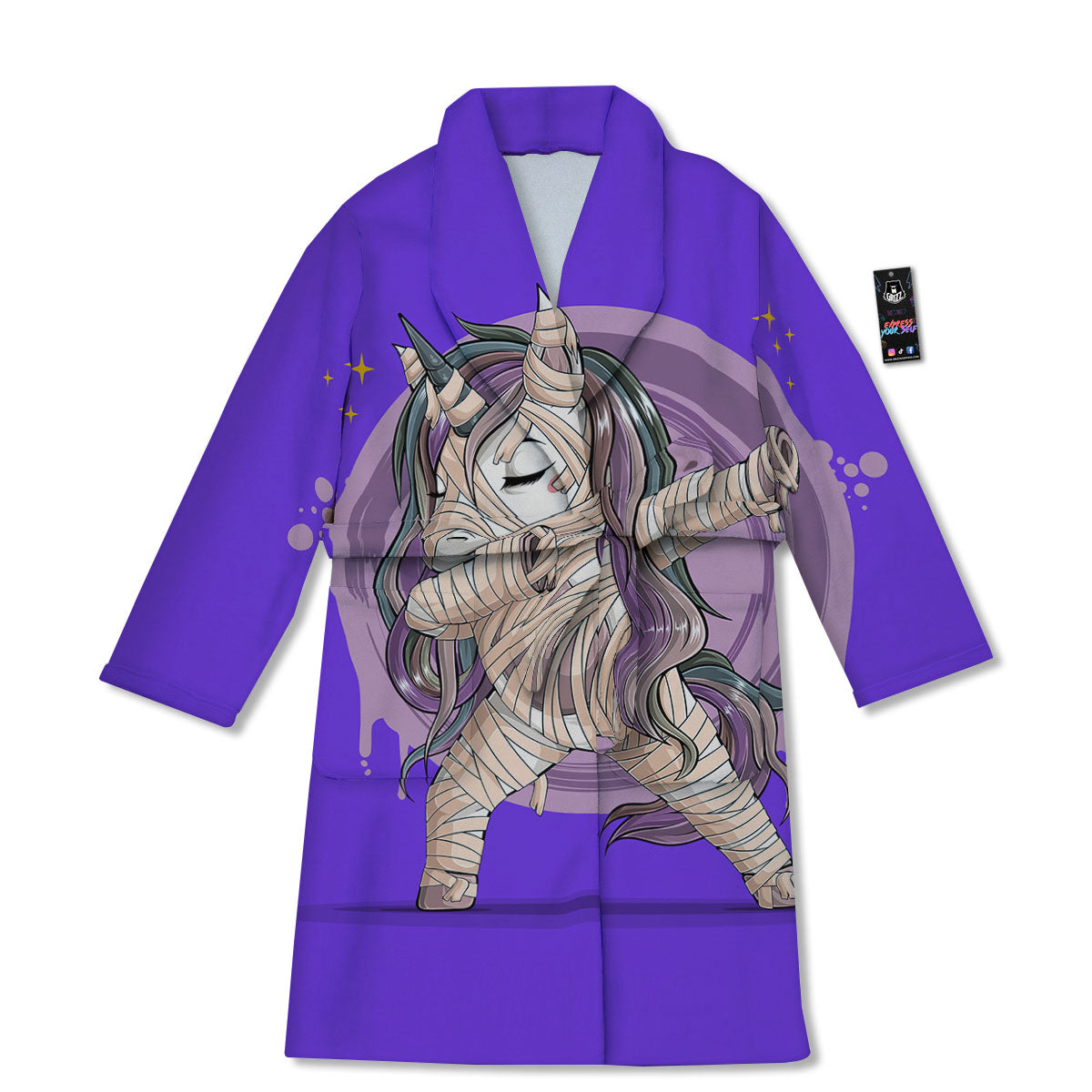 Mummy Unicorn Dap Print Bathrobe-grizzshop