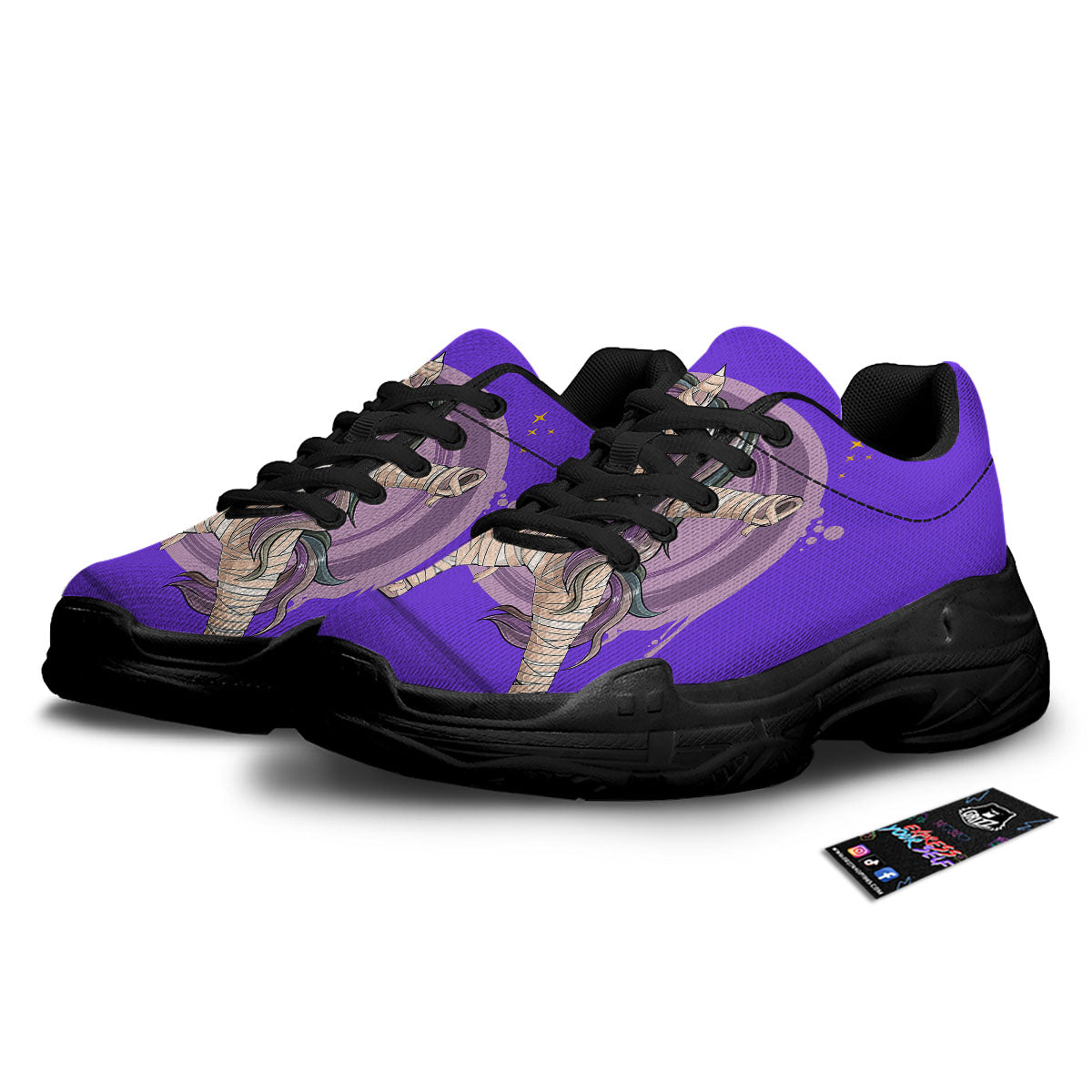 Mummy Unicorn Dap Print Black Chunky Shoes-grizzshop