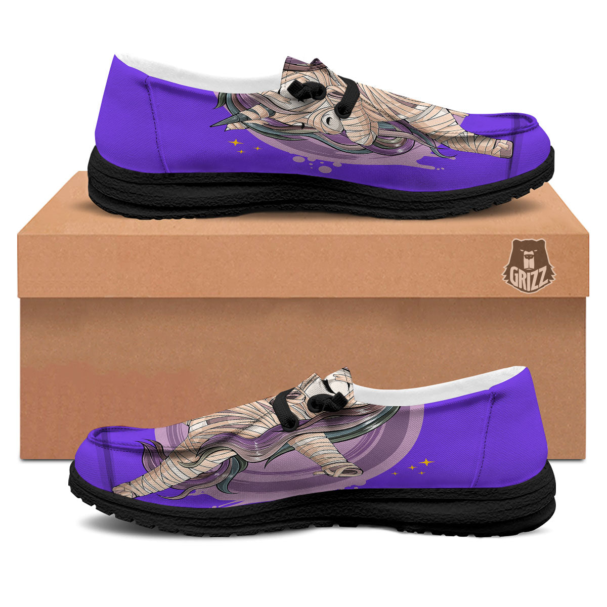 Mummy Unicorn Dap Print Black Loafers-grizzshop
