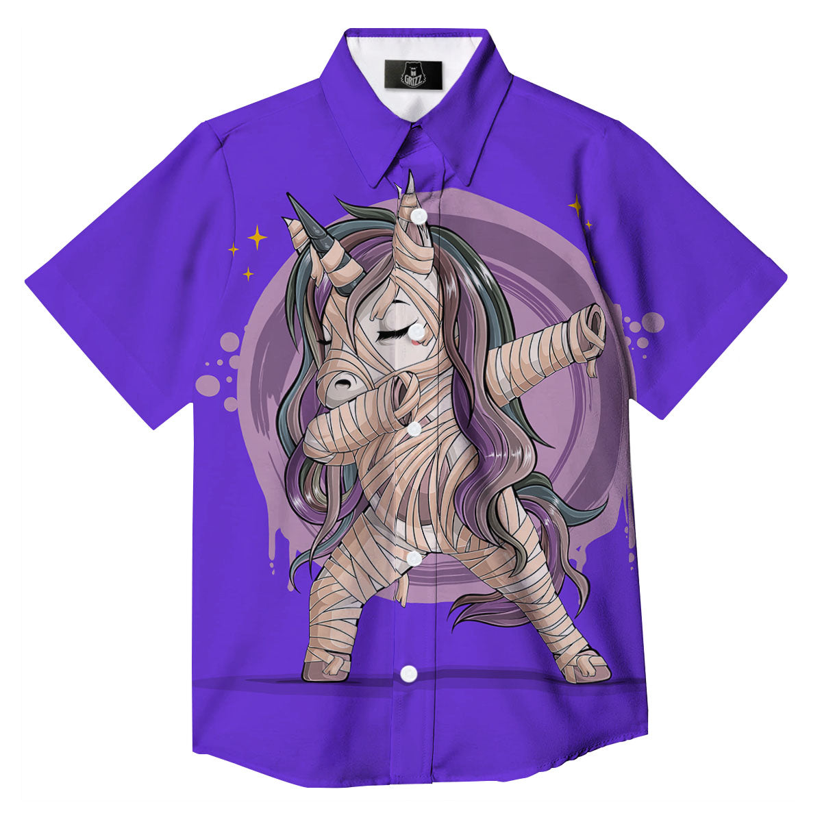 Mummy Unicorn Dap Print Button Up Shirt-grizzshop