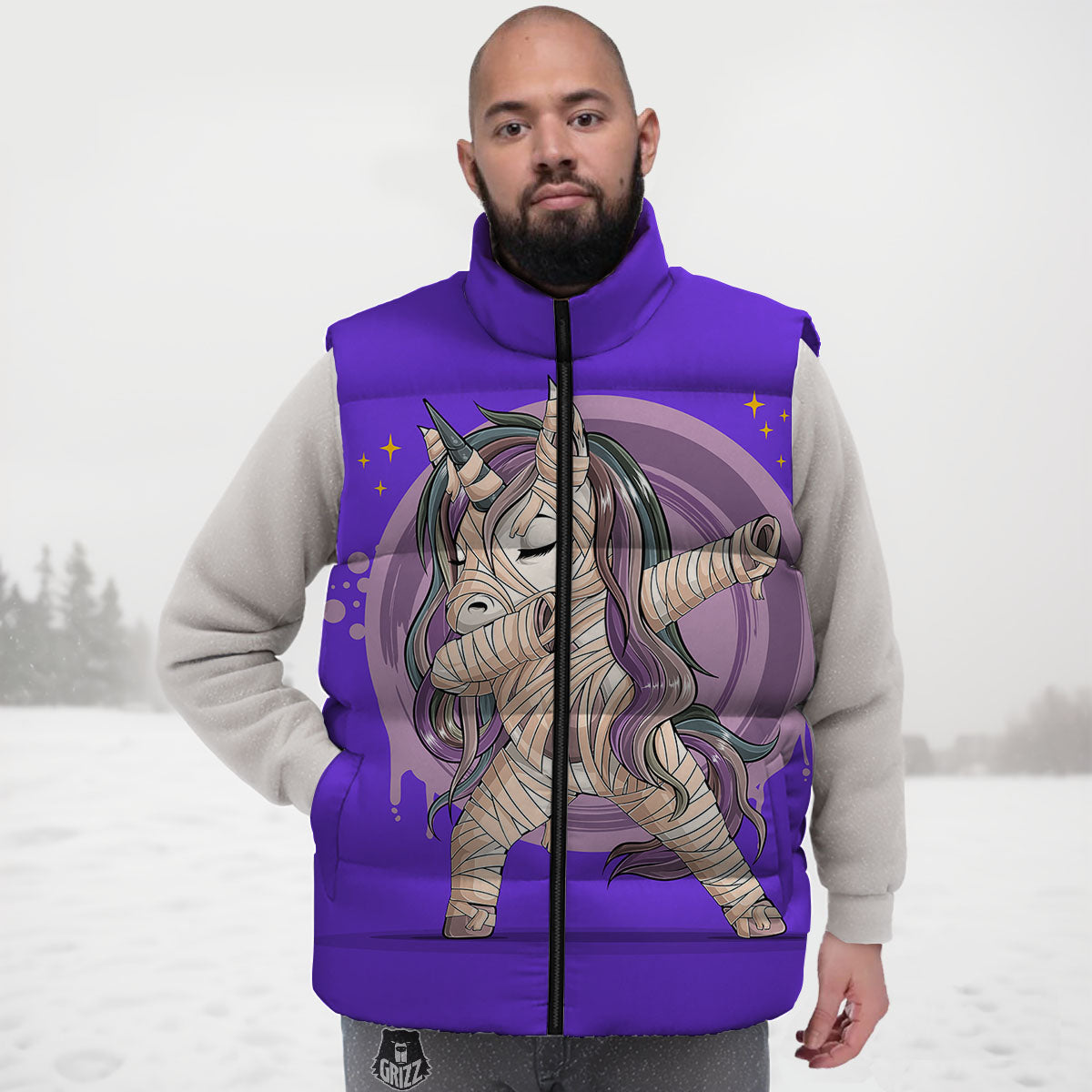 Mummy Unicorn Dap Print Down Vest