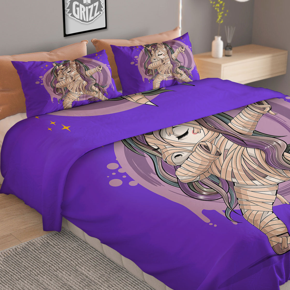 Mummy Unicorn Dap Print Duvet Cover Bedding Set