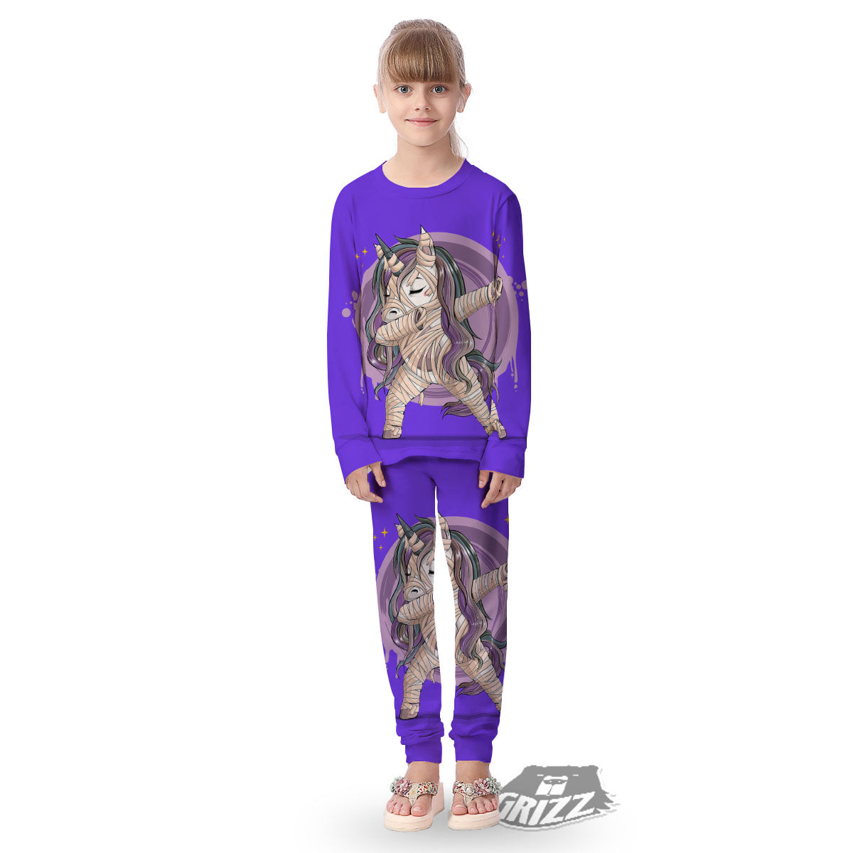 Mummy Unicorn Dap Print Kid's Pajamas-grizzshop