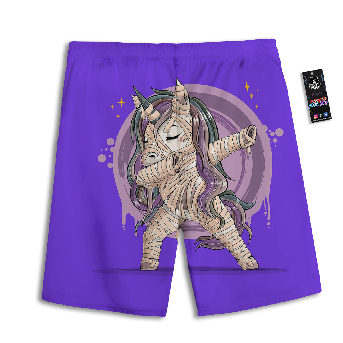 Mummy Unicorn Dap Print Men's Athletic Shorts