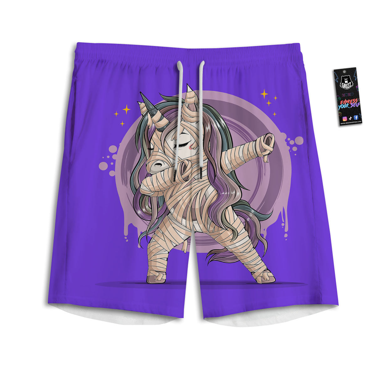 Mummy Unicorn Dap Print Men's Athletic Shorts