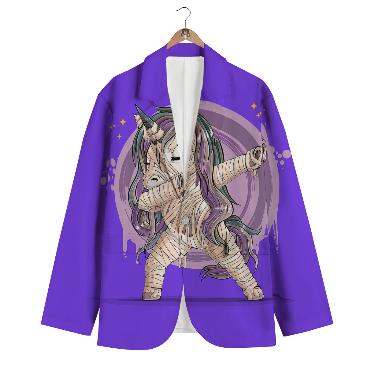 Mummy Unicorn Dap Print Men's Blazer-grizzshop
