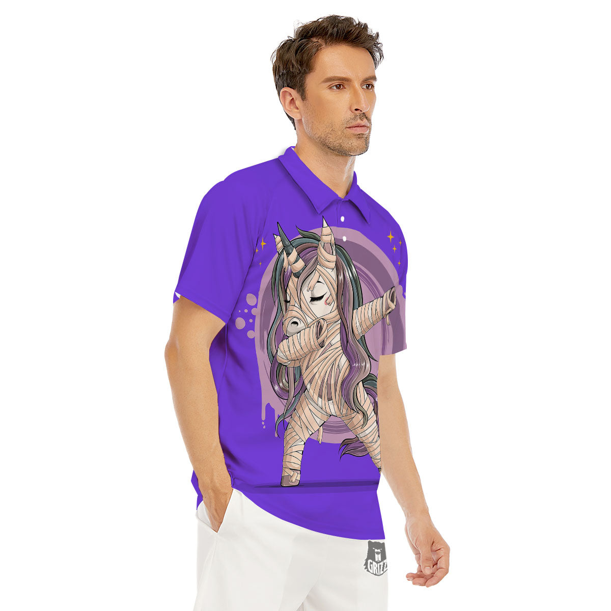 Mummy Unicorn Dap Print Men's Golf Shirts-grizzshop