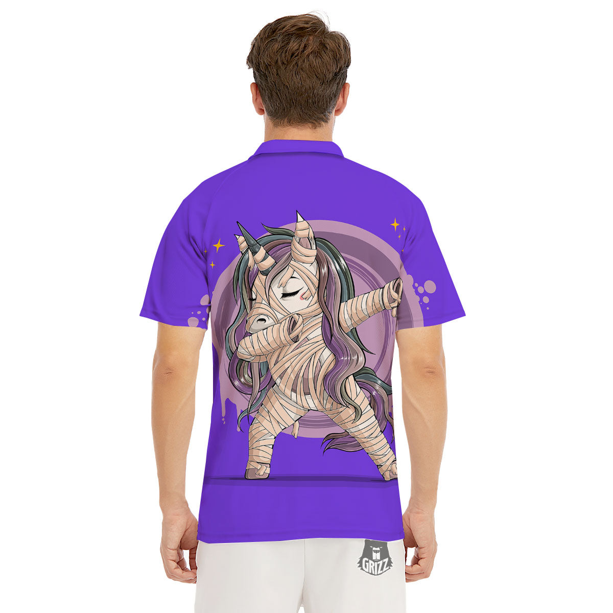 Mummy Unicorn Dap Print Men's Golf Shirts-grizzshop