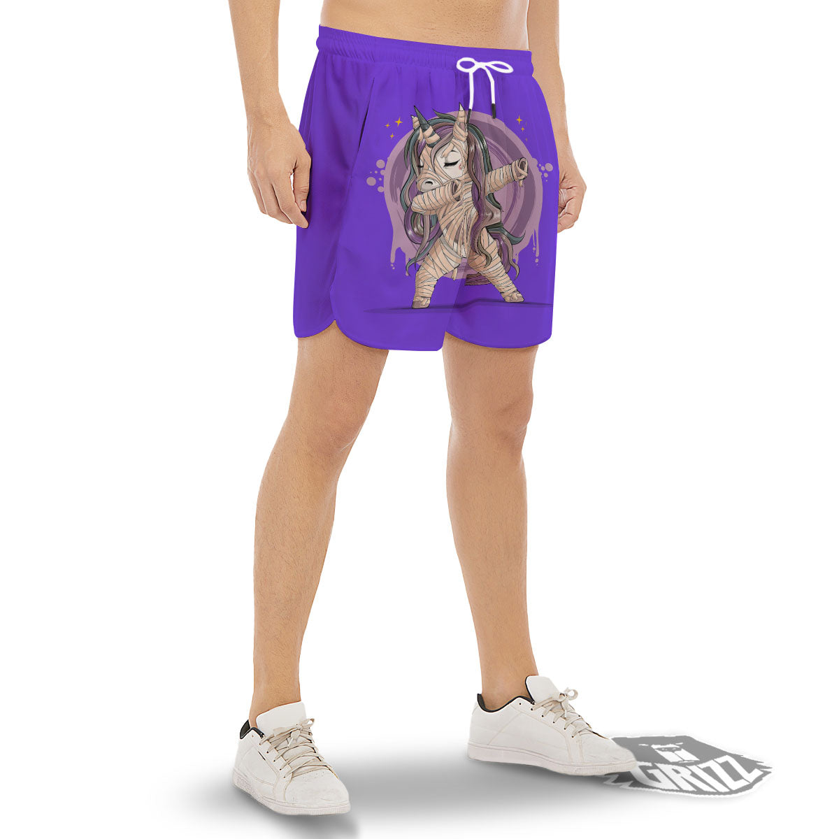 Mummy Unicorn Dap Print Men's Gym Shorts-grizzshop