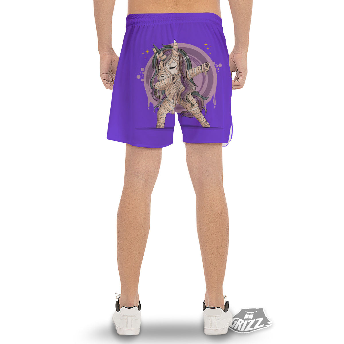 Mummy Unicorn Dap Print Men's Gym Shorts-grizzshop