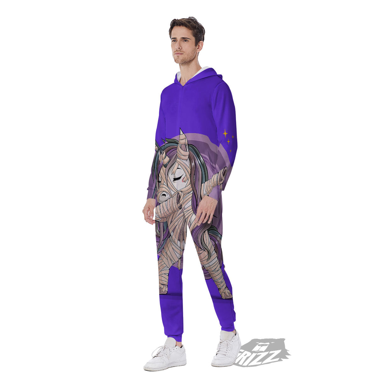 Mummy Unicorn Dap Print Men's Jumpsuit-grizzshop