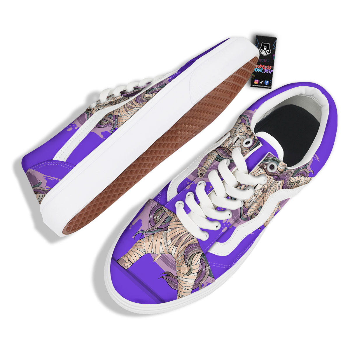Mummy Unicorn Dap Print Skate Shoes-grizzshop
