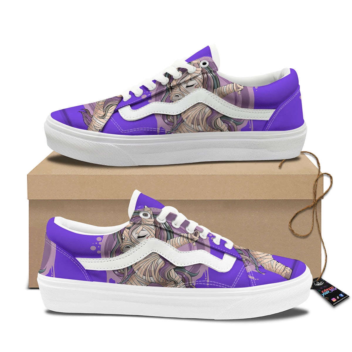 Mummy Unicorn Dap Print Skate Shoes-grizzshop