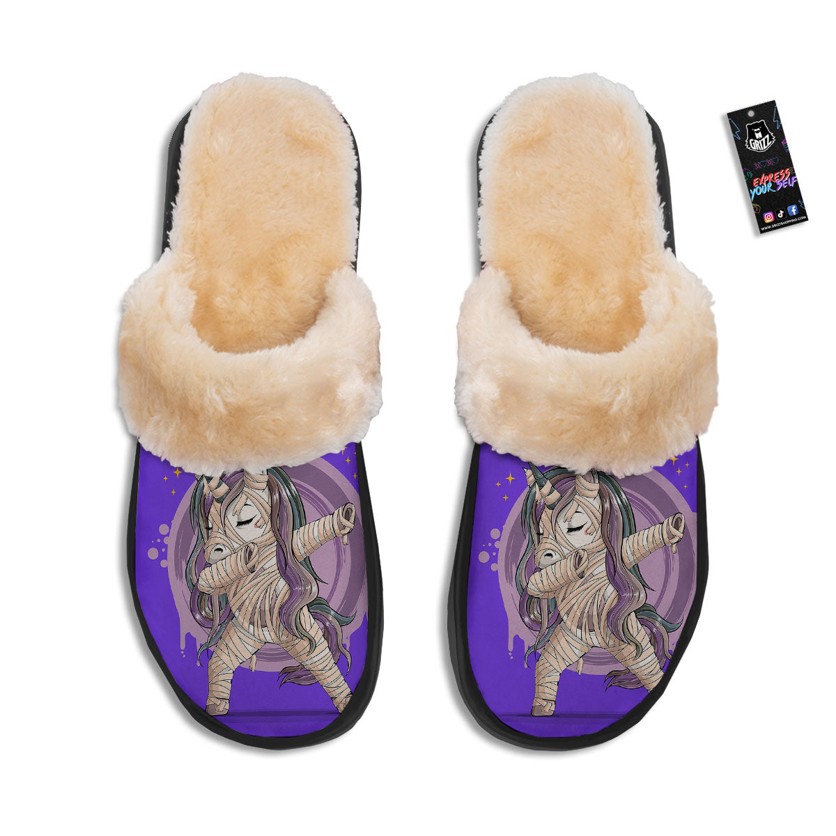 Mummy Unicorn Dap Print Slippers-grizzshop