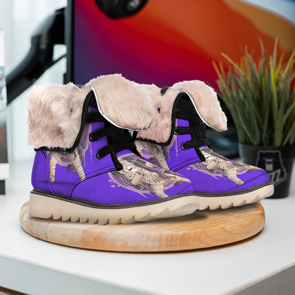 Mummy Unicorn Dap Print Snow Boots-grizzshop