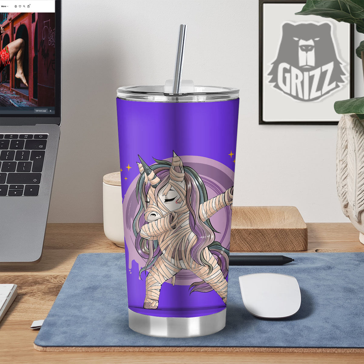 Mummy Unicorn Dap Print Tumbler-grizzshop