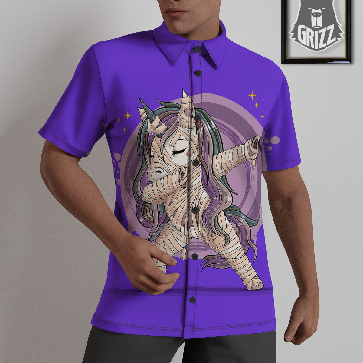 Mummy Unicorn Dap Print Untucked Shirts-grizzshop