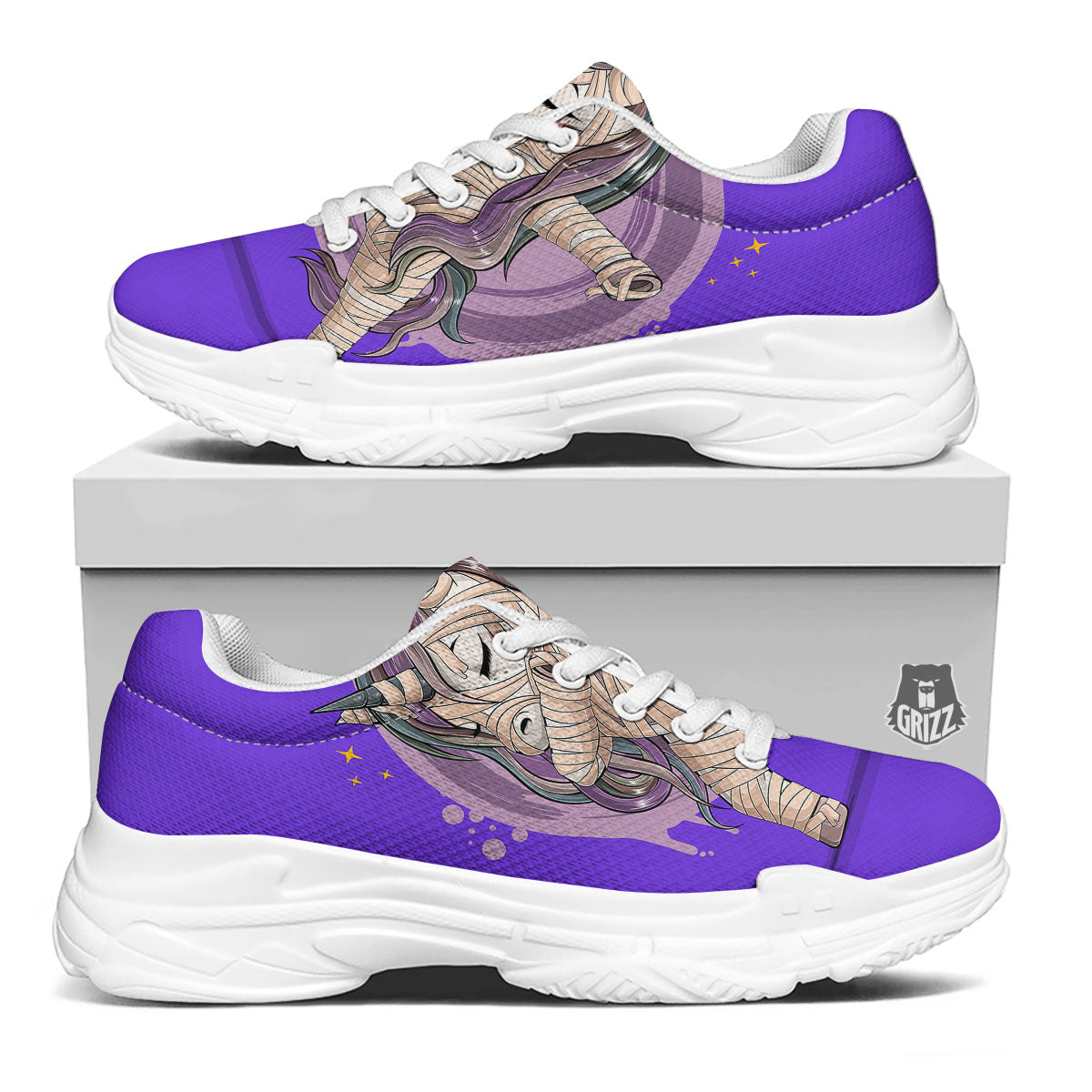 Mummy Unicorn Dap Print White Chunky Shoes-grizzshop