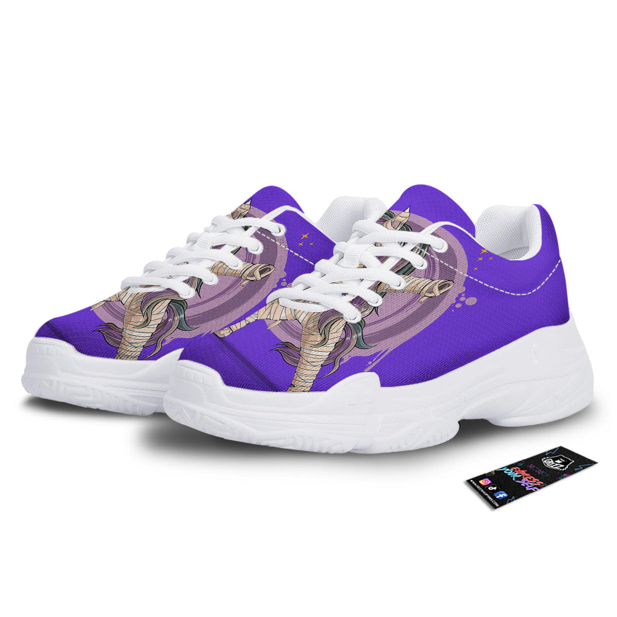 Mummy Unicorn Dap Print White Chunky Shoes-grizzshop