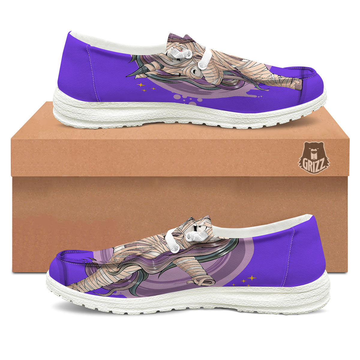 Mummy Unicorn Dap Print White Loafers-grizzshop