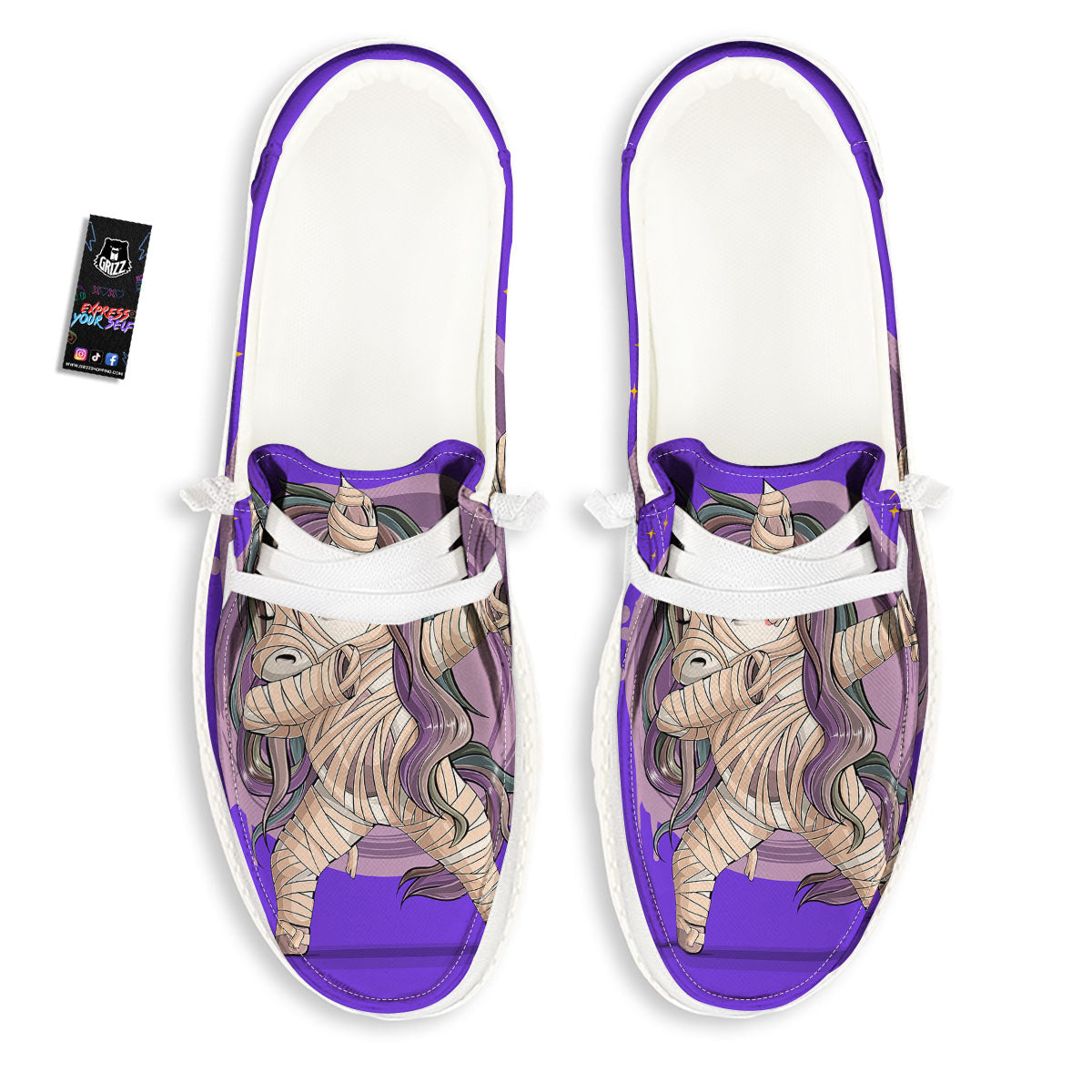 Mummy Unicorn Dap Print White Loafers-grizzshop