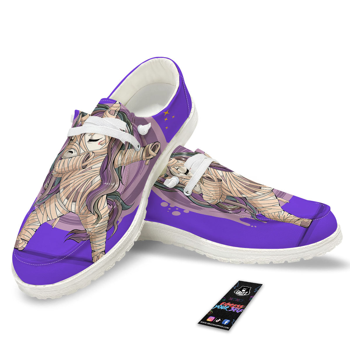 Mummy Unicorn Dap Print White Loafers-grizzshop