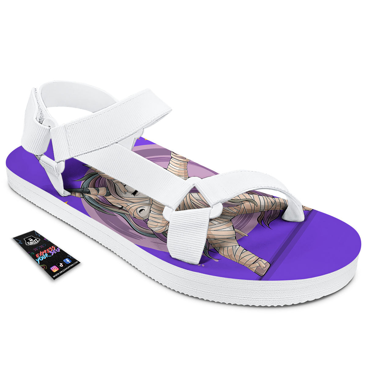 Mummy Unicorn Dap Print White Open Toe Sandals-grizzshop