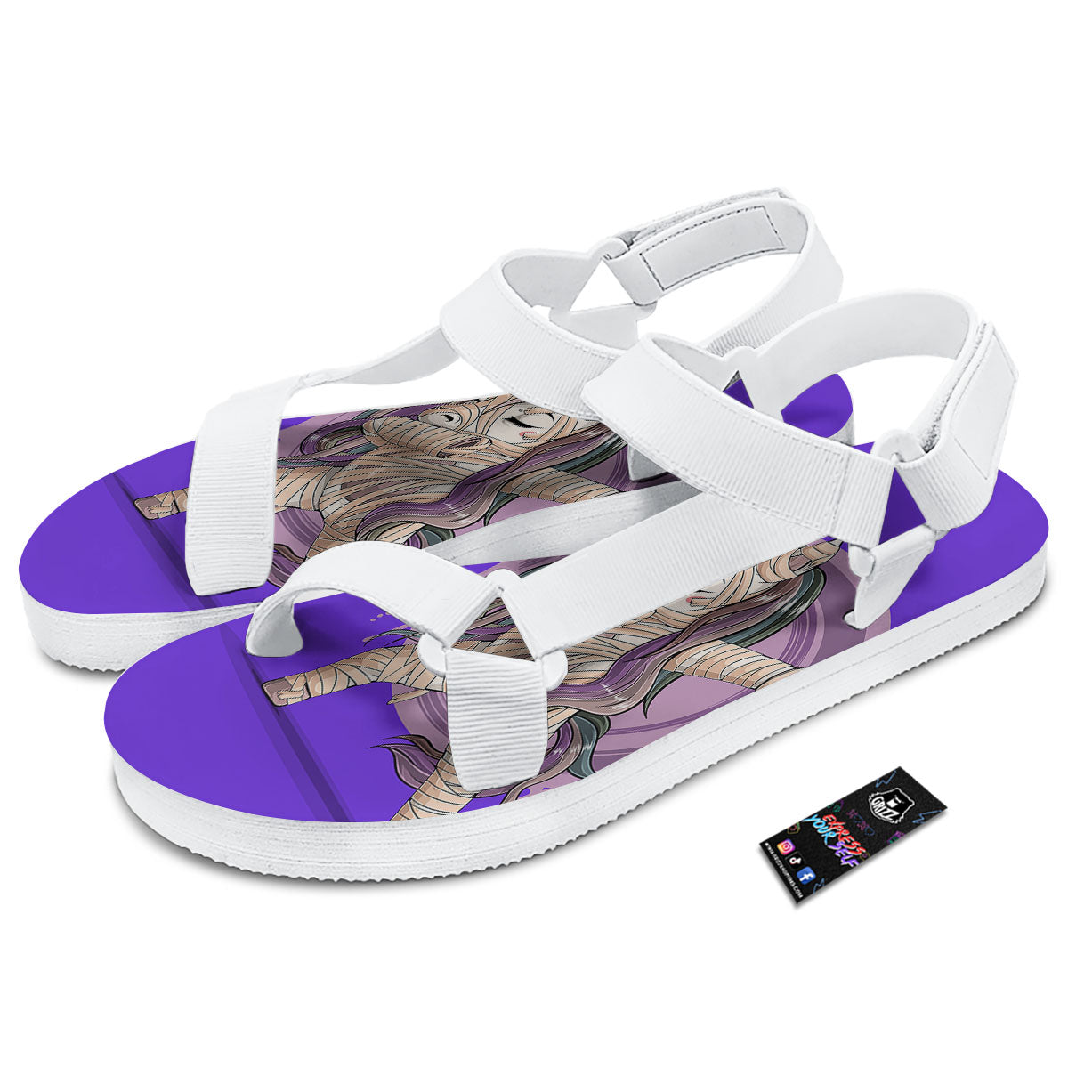 Mummy Unicorn Dap Print White Open Toe Sandals-grizzshop